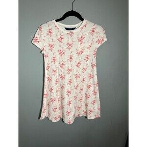 Polo Ralph Lauren girls Floral Ribbed Cotton pink & ivory Dress- Sz M (8-10)